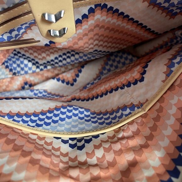 Stella & dot Rattan woven beige large shoulder bag with cream trim and strap - Picture 11 of 11